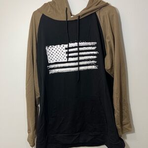 Men’s American Flag Hoodie Size XL Brown And Black